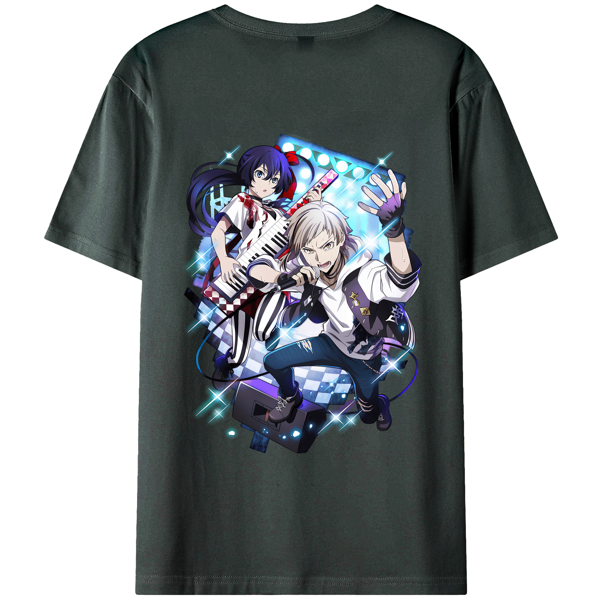 （画像用） 文豪ストレイドッグス Bungo Stray Dogs 綿100％ メンズ半袖Tシャツ（バックプリント） 通気性